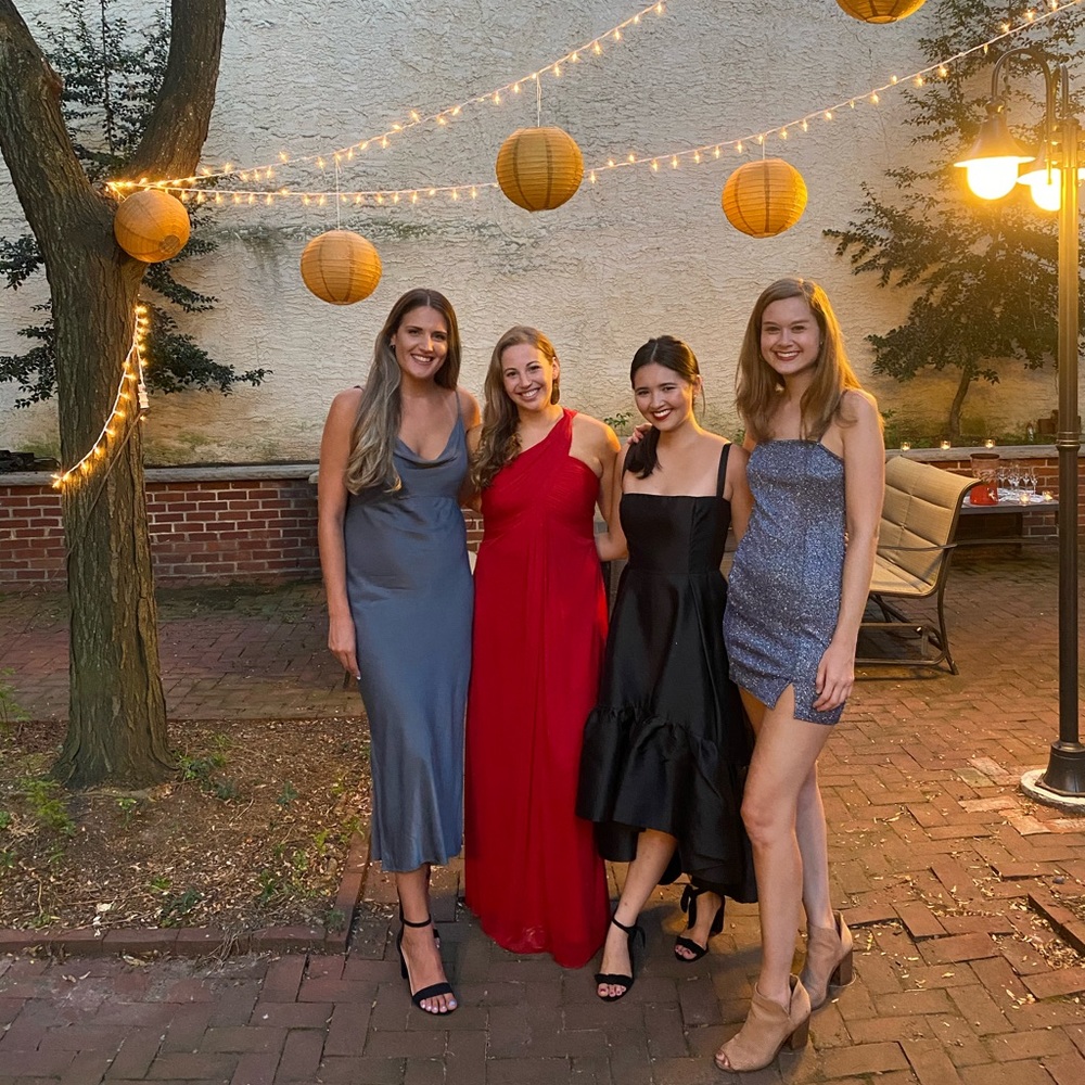 Red prom dress - one shoulder, chiffon, Nordstrom